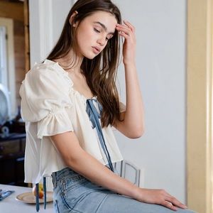 Stone Cold Fox Baby Doll Top, Ivory, Sz 3